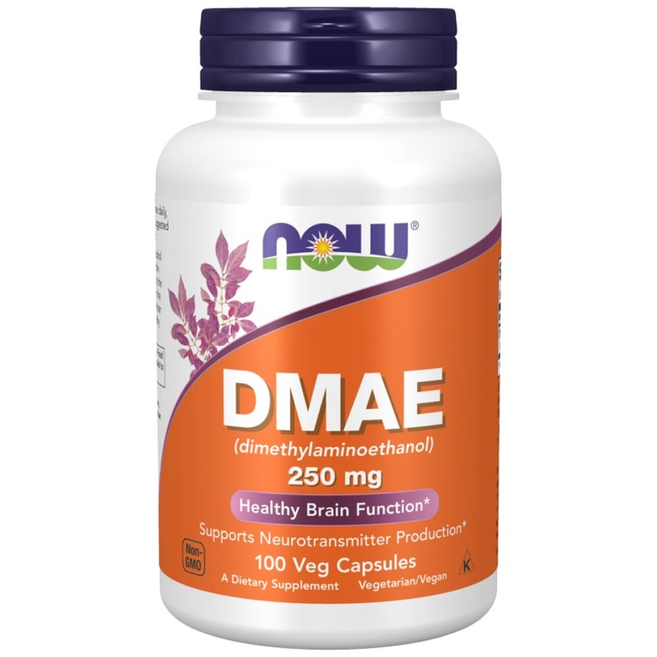 DMAE 250 mg 100 vegán kapszula – Fiatalos bőr és fokozott memória érdekében, Now Foods