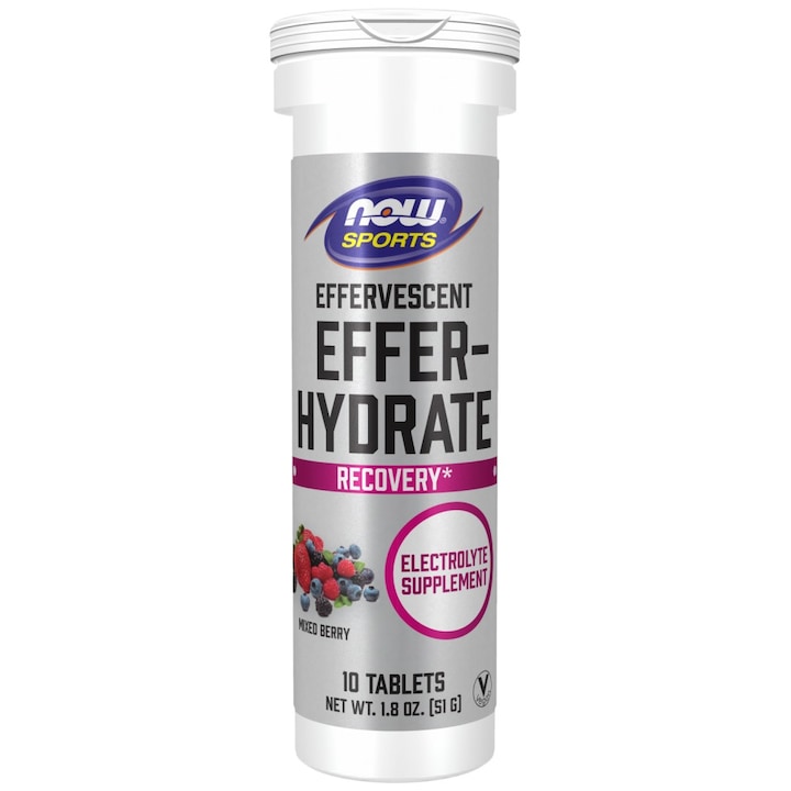 Supliment alimentar NOW Foods Effer-Hydrate / Efervescent Recovery, Fructe de padure, 10 tablete solubile