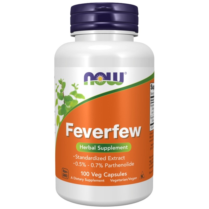 Хранителна добавка NOW Foods Feverfew 325 mg, 100 капсули