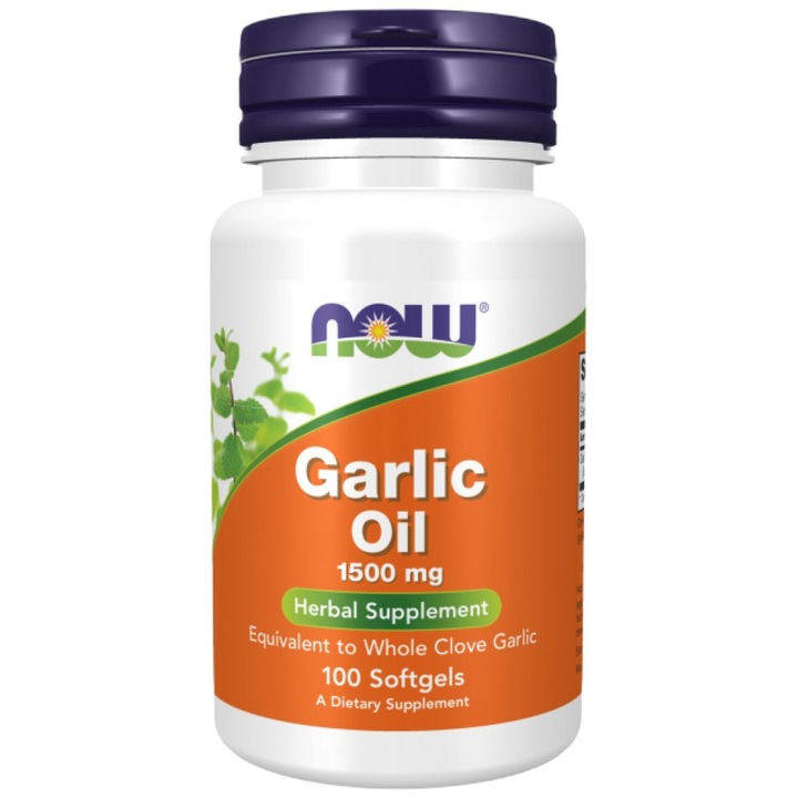Хранителна добавка NOW Foods Garlic Oil 1500 mg, 100 Гел капсули