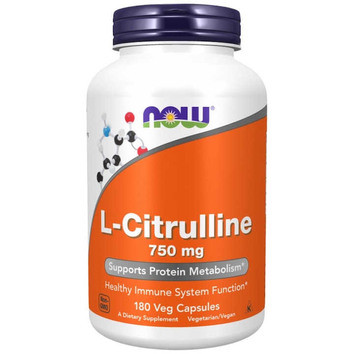 Хранителна добавка NOW Foods L-Citrulline 750 mg, 180 капсули