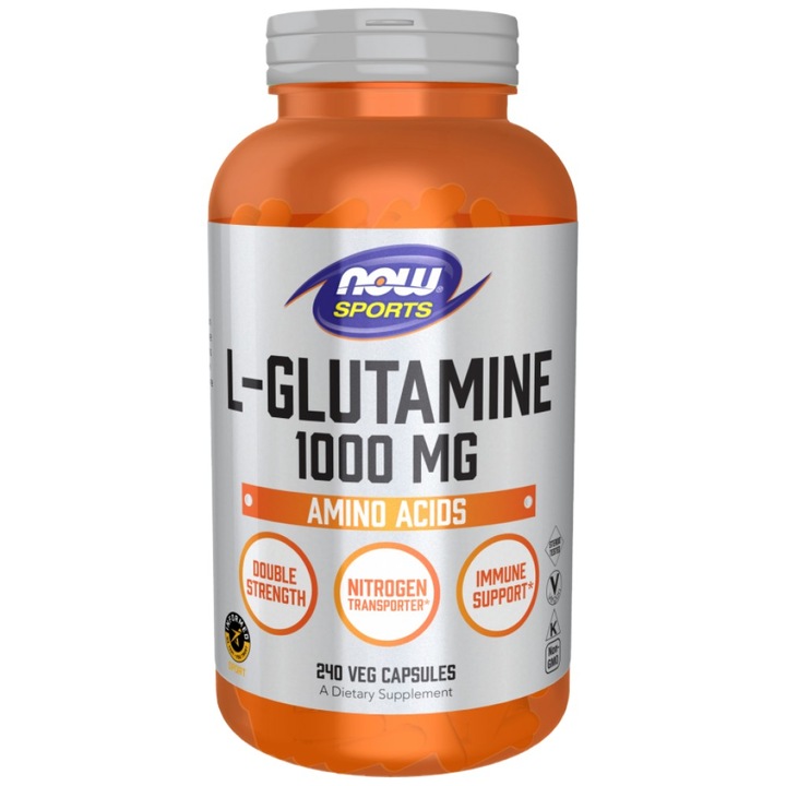 Хранителна добавка NOW Foods L-Glutamine 1000 mg, 240 капсули