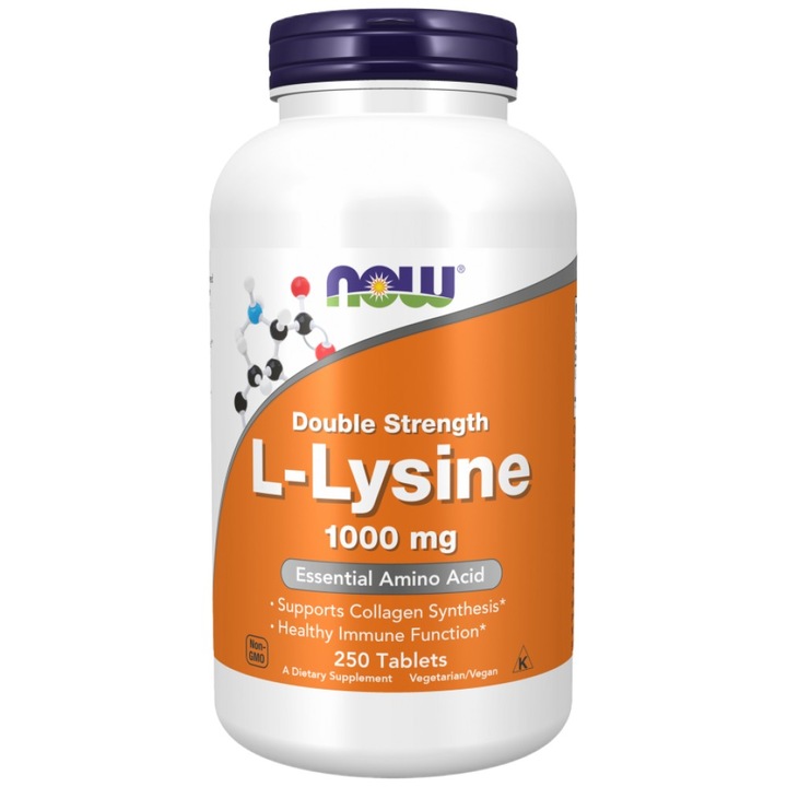 Хранителна добавка NOW Foods L-Lysine 1000 mg, 250 Таблетки