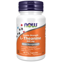 Supliment nutritiv NOW Foods L-Theanine 200 mg / Dubla putere, 60 capsule