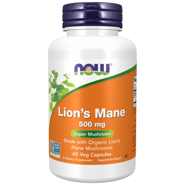 Lion's Mane (Ciuperca Coama Leului), 500 mg, NOW Foods, 60 capsule