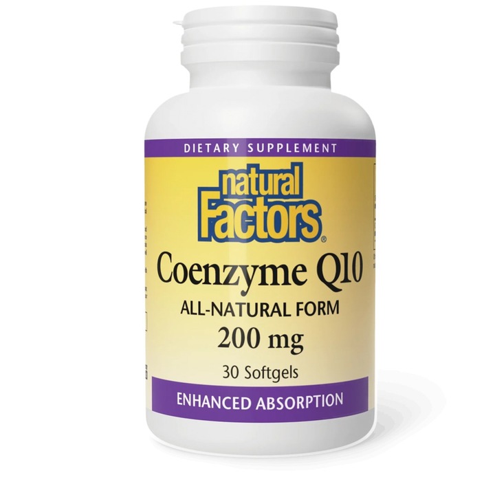 Supliment alimentar Natural Factors Coenzima Q10 200 mg, 30 capsule de gel