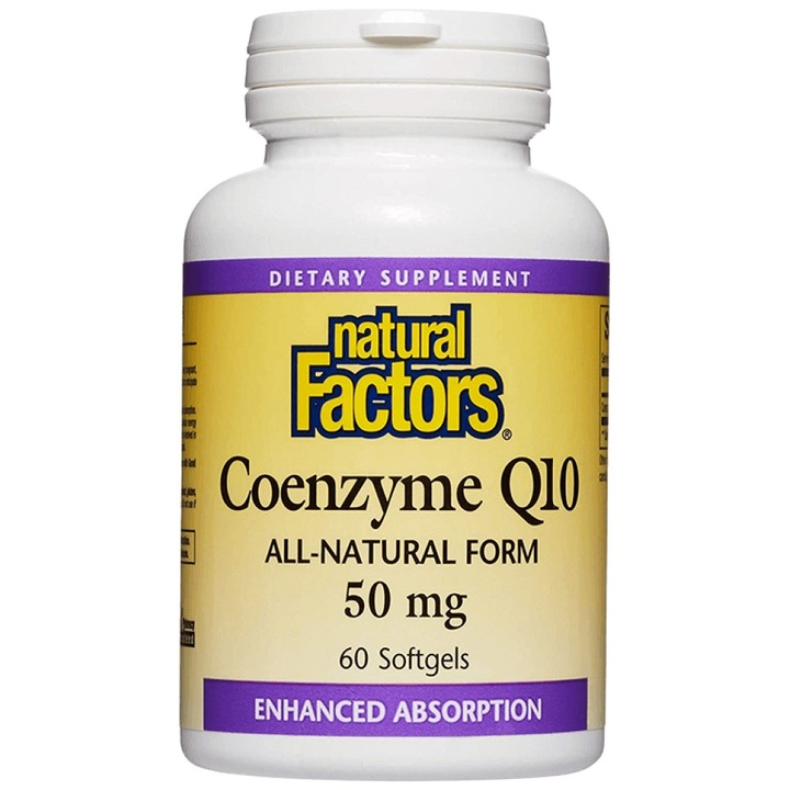 Supliment alimentar Natural Factors Coenzima Q10 50 mg All-Natural Form, 60 capsule de gel