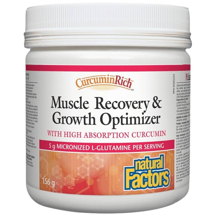 Хранителна добавка Natural Factors CurcuminRich™ Muscle Recovery and Growth Optimizer, 156 грама