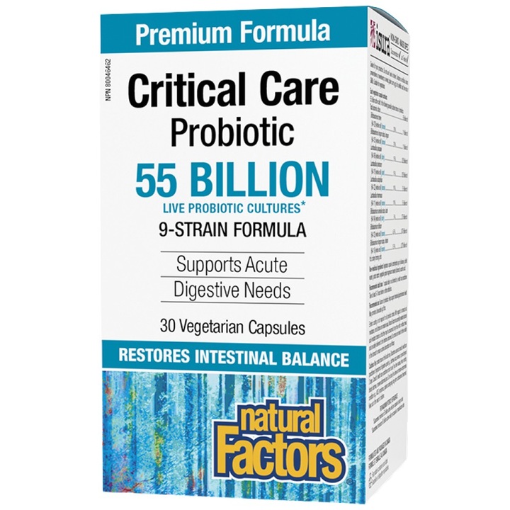 Хранителна добавка Natural Factors Critical Care Probiotic 55 Billion Active Cells, 9 Strain Formula, 30 капсули