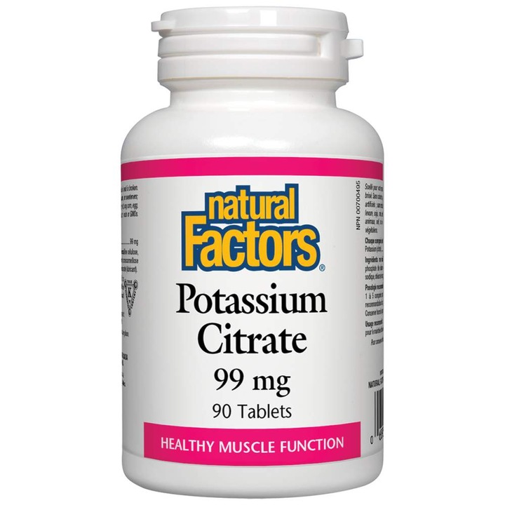 Хранителна добавка Natural Factors Potassium Citrate 99 mg, 90 Таблетки