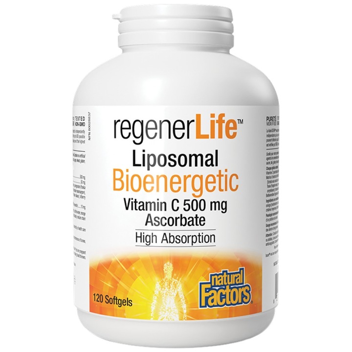 Хранителна добавка Natural Factors Rеgener Life™ Liposomal Vitamin C 500 mg, 120 Гел капсули