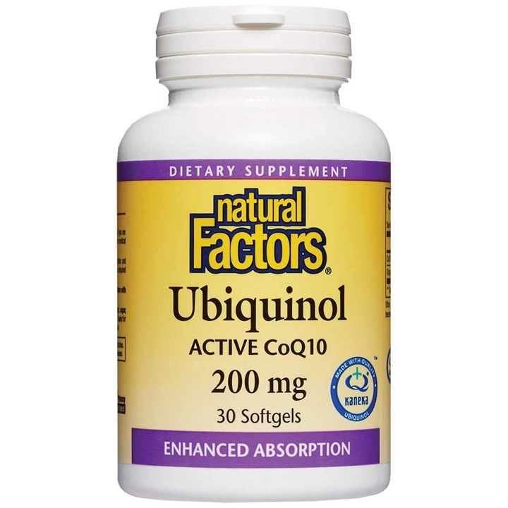 Supliment alimentar Natural Factors Ubiquinol Active CoQ10 200 mg, 30 capsule de gel