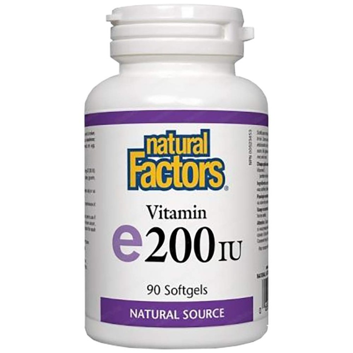 Supliment alimentar Natural Factors Vitamina E 100 mg / 200 UI D-alfa-Tocoferol, 90 capsule de gel