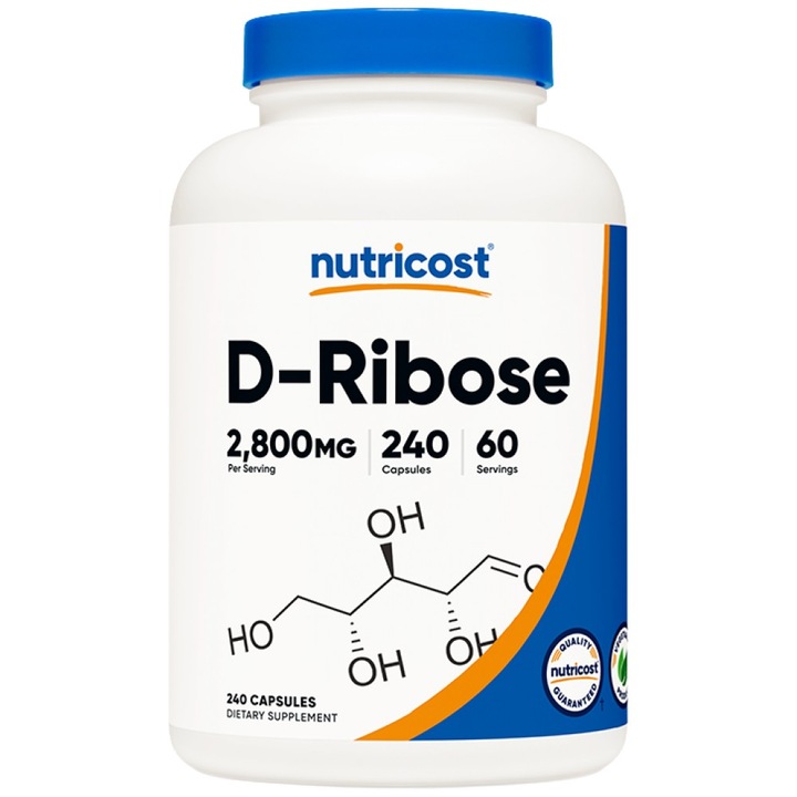 Хранителна добавка Nutricost D-Ribose 2800 mg, 240 капсули