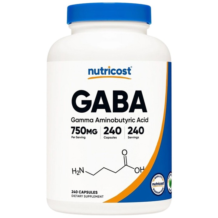 Supliment alimentar Nutricost GABA 750 mg, 240 capsule