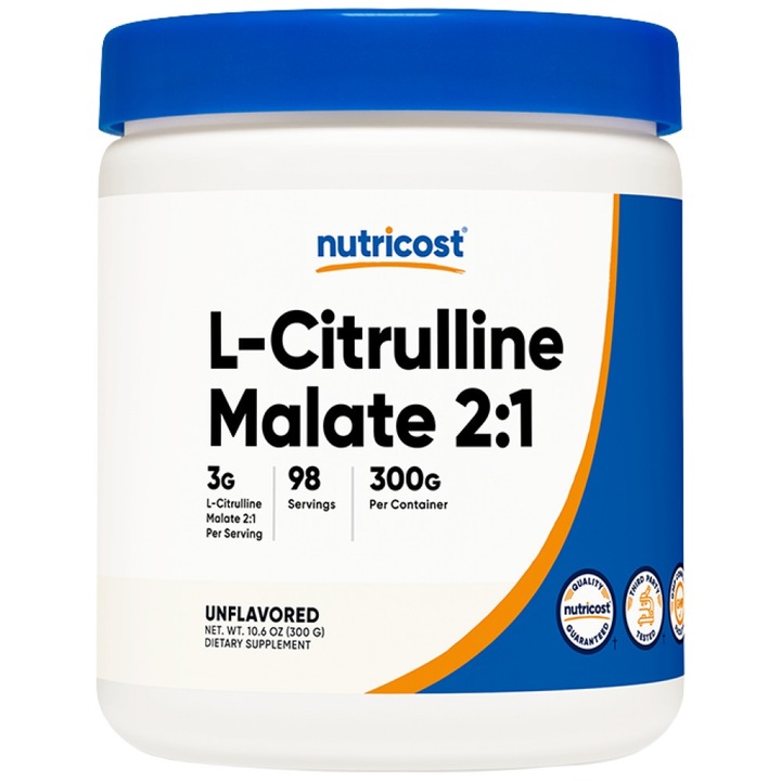 Хранителна добавка Nutricost L-Citrulline Malate (2:1), 300 грама
