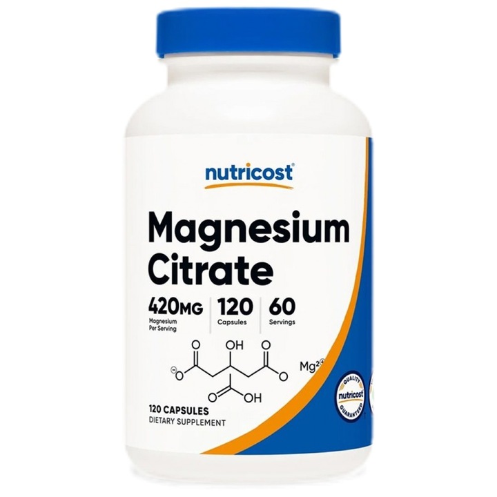 Nutricost, Citrat de magneziu, 120 capsule (105 mg per capsula)
