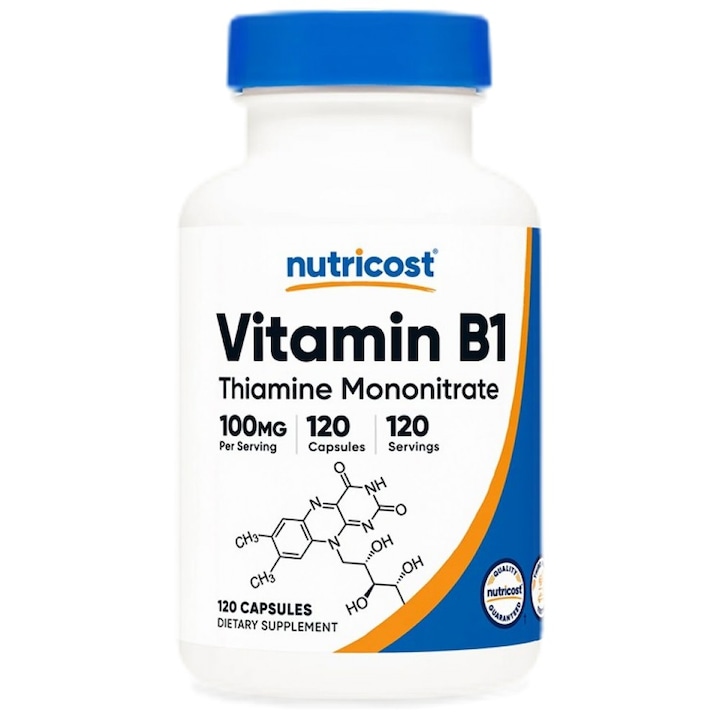 Supliment alimentar Nutricost Vitamina B1 Tiamina Mononitrat 100 mg, 120 capsule