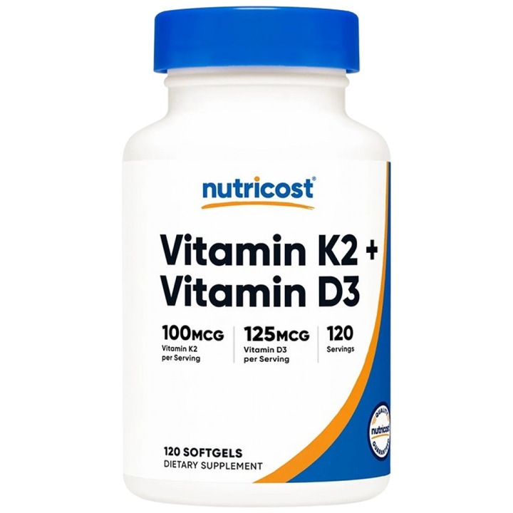 Supliment alimentar Nutricost Vitamina K2 plus Vitamina D3, 120 capsule de gel
