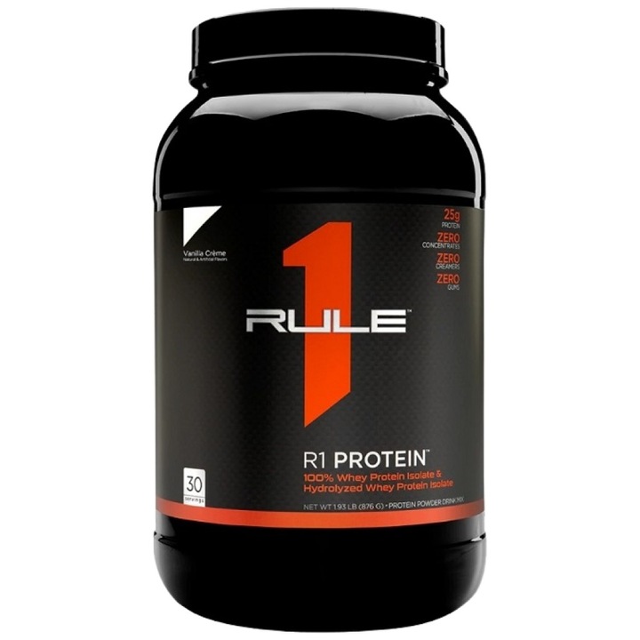 Хранителна добавка Rule1 R1 Protein 100% Whey Isolate and Whey Hydrolysate, Ванилия, 855-930 грама