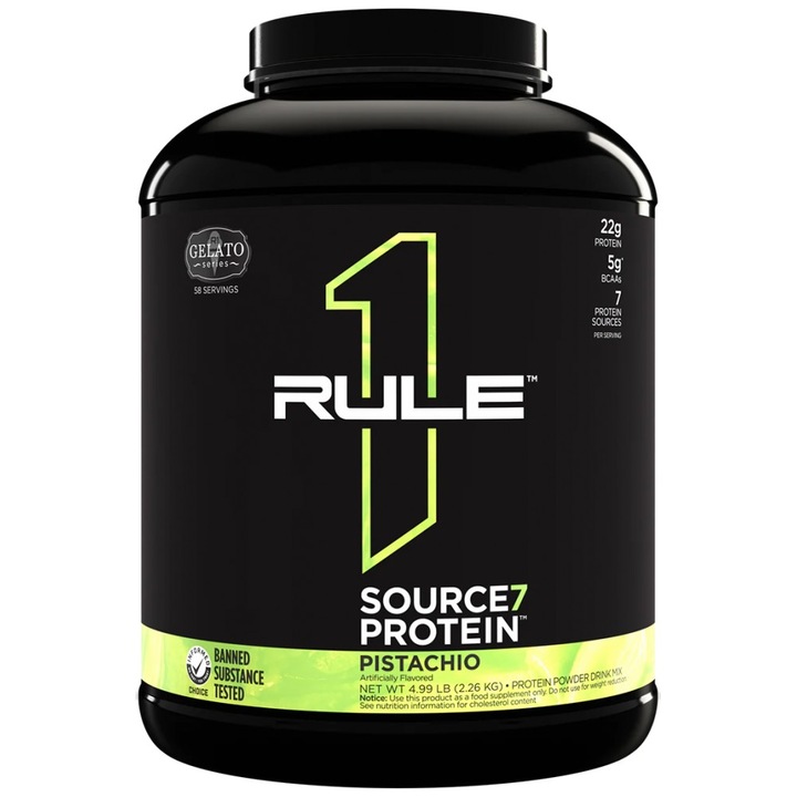 Supliment alimentar Rule1 Source7 Protein 7 Premium Protein Matrix, inghetata de ciocolata, 2250 grame