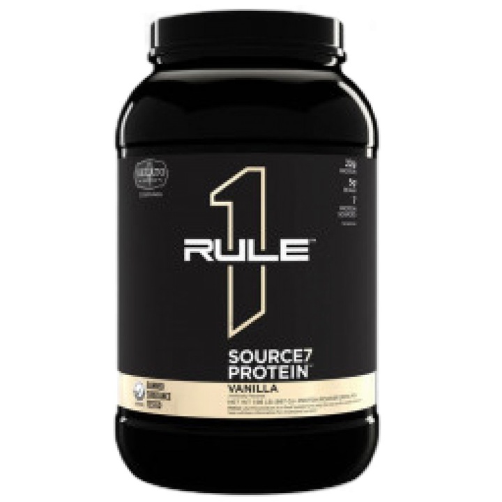 Supliment alimentar Rule1 Source7 Protein 7 Premium Protein Matrix, Tort de ziua de nastere, 900 de grame