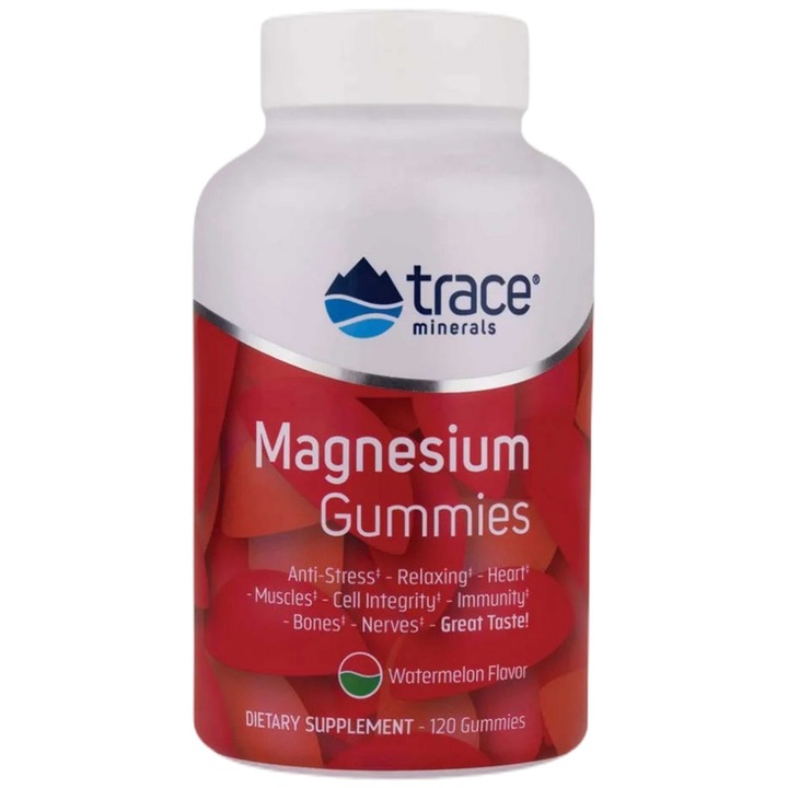 Étrend-kiegészítő Trace Minerals Magnesium Gummies 84 mg, görögdinnye, 120 gumicukor