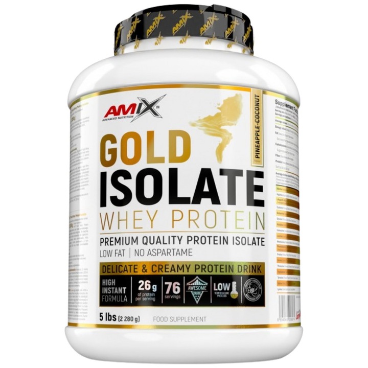 Хранителна добавка AMIX Gold Isolate Whey Protein, Ананас с кокос, 2270 грама