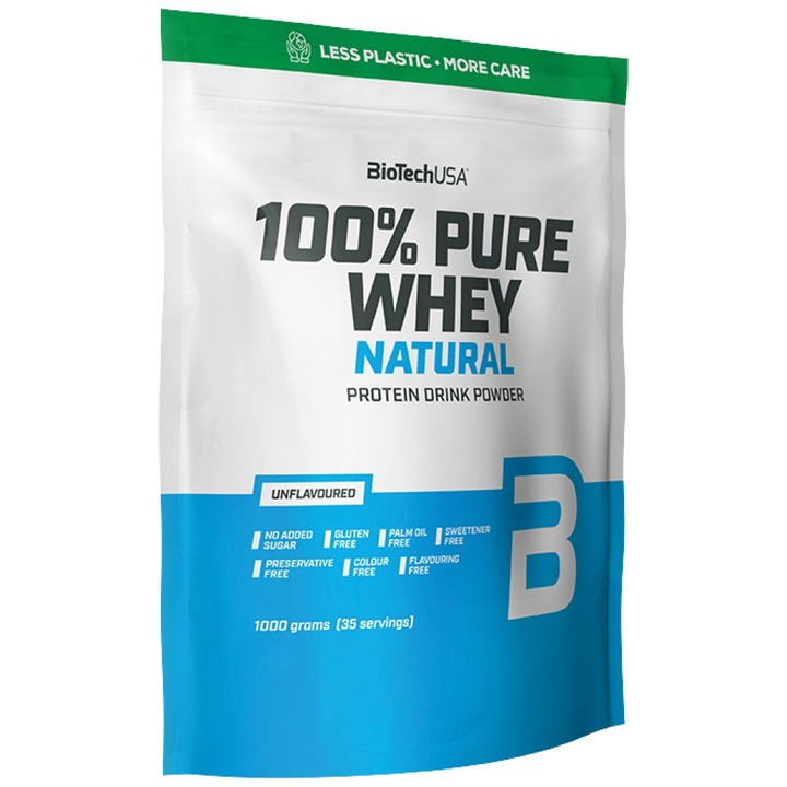 Хранителна добавка BioTech USA 100% Pure Whey, Неовкусен, 1000 грама