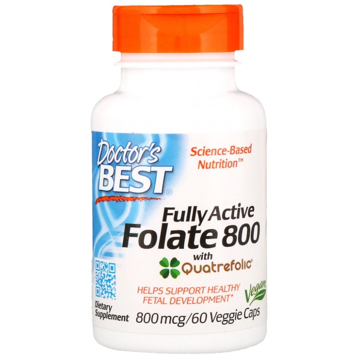 Active Methyl Folate with Quatrefolic, 800 mcg, Doctor's Best, 60 capsule