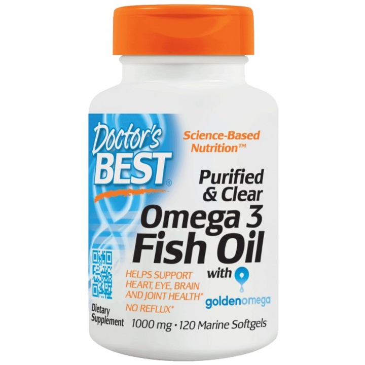 Хранителна добавка Doctors Best BEST Omega 3 Fish Oil 1000 mg / Purified and Clear, 120 Гел капсули