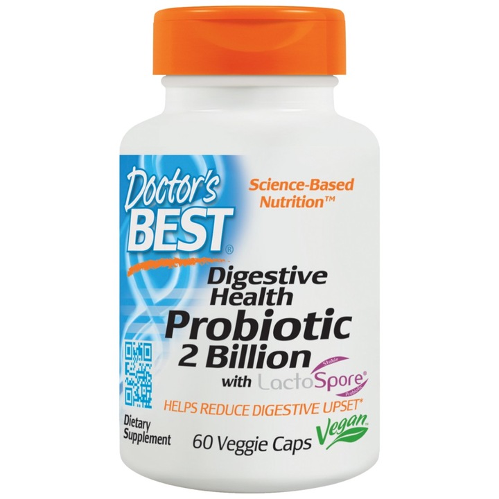Supliment alimentar Doctors Best Digestive Health Probiotic 2 Billion cu LactoSpore, 60 capsule
