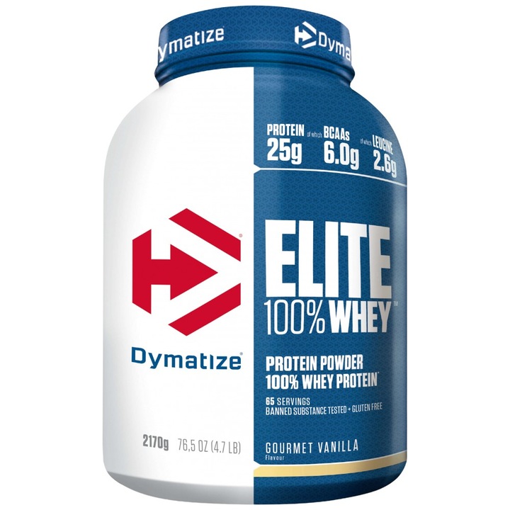 Хранителна добавка Dymatize Elite 100% Whey, Ванилия, 2170 грама
