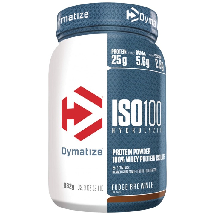 Хранителна добавка Dymatize ISO 100 Hydrolyzed, Фъдж Брауни, 932 грама
