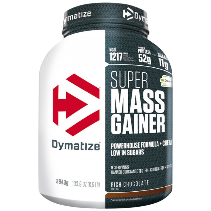 Étrend-kiegészítő Dymatize Super Mass Gainer Creapure-val, csokoládé, 2943 gramm