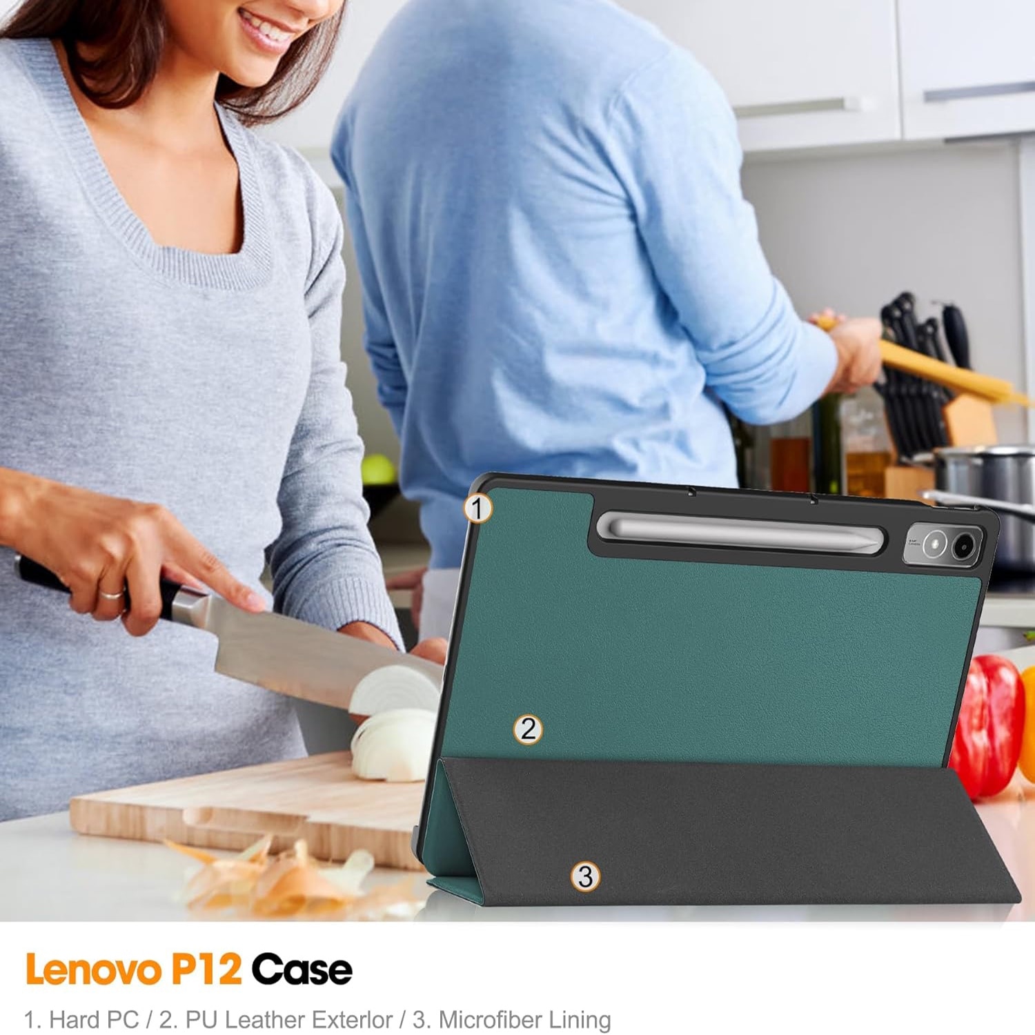Husa de protectie pentru tableta, potrivita pentru LenovoTab P12， 12.7inch （2023），VIENOD®, Verde