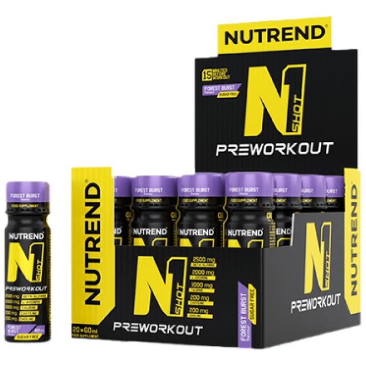 Shot energizant pre-antrenament, Nutrend, N1 Shot, aroma Forest Burst, 20x60ml