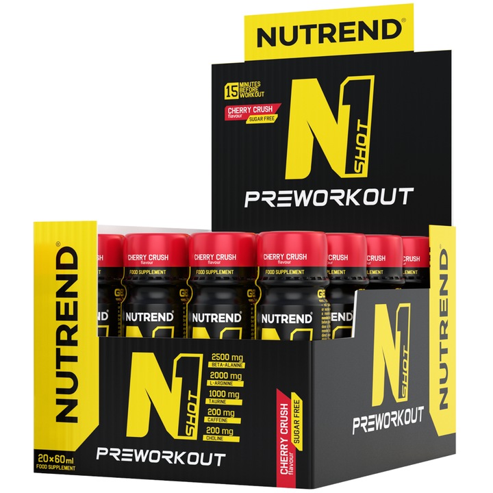 Supliment alimentar, Nutrend N1 Pre-Workout Shot, cirese, 20 x 60 ml