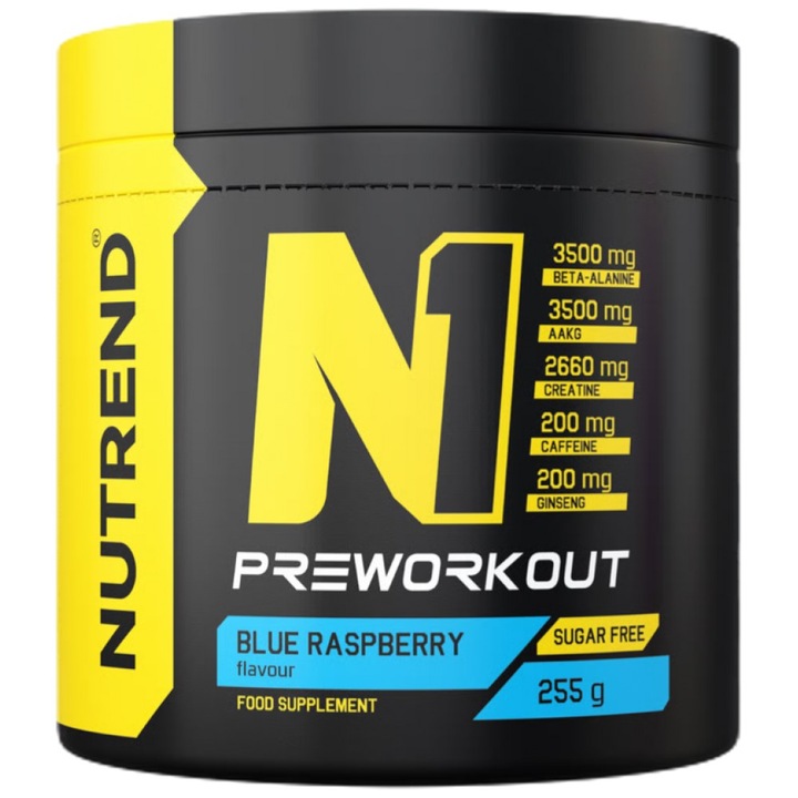 Supliment pre-workout, N1, Nutrend, 255g, aroma zmeura albastra