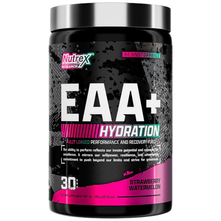 Supliment nutritiv Nutrex EAA plus Hidratare, Capsuni si pepene verde, 390 grame