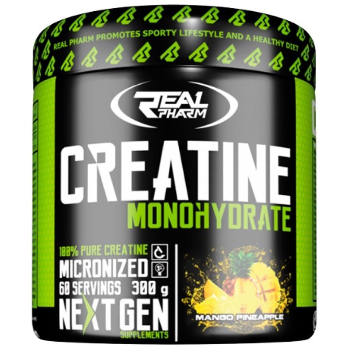 Étrend-kiegészítő, Real Pharm Creatine Mono, Narancs, 300 gramm