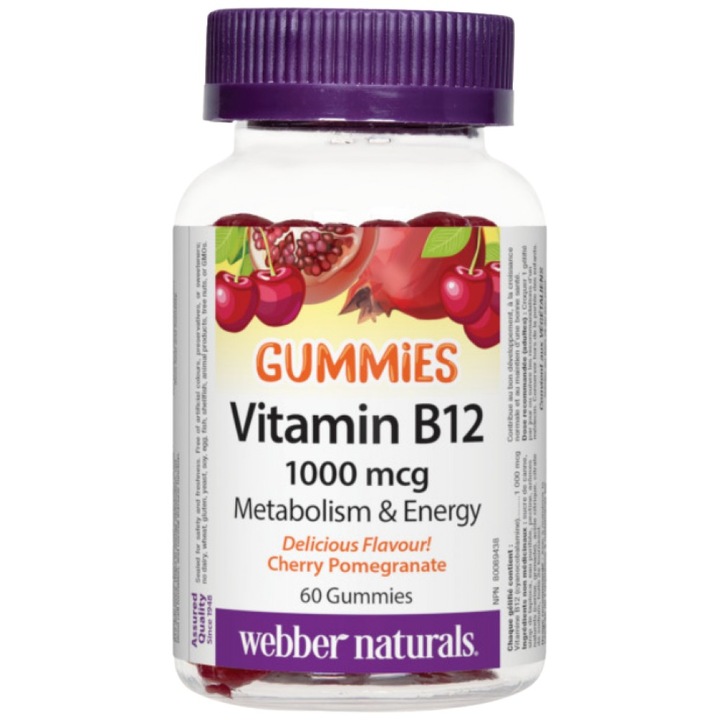 Хранителна добавка Webber Naturals B12 Gummies, 60 дъвчащи дражета
