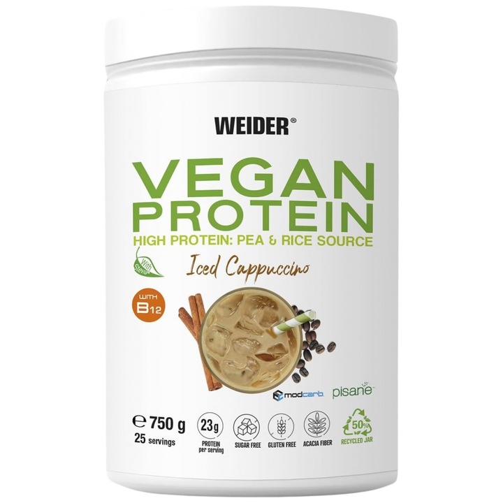 Supliment alimentar Weider Vegan Protein, Cappuccino, 750 grame