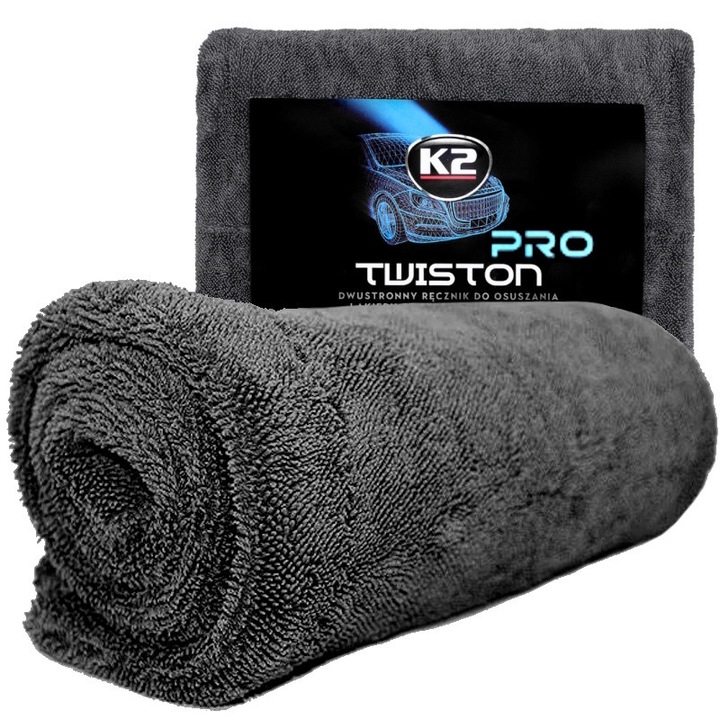 Prosop auto K2 TWISTON PRO Microfibra absorbanta cu fire rasucite pentru uscare caroserie 60cm x 90cm