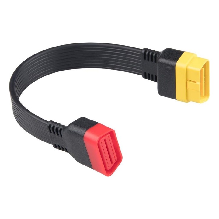 Удължител за адаптерен кабел, Axroad Mall, OBD2 16 пинов женски към OBD 16 пинов мъжки, Съвместим с всички диагностики с OBD2 щепсел, Защита от счупване/стареене, Висока якост, За диагностика на превозни средства, TPU, 36 см, Черен