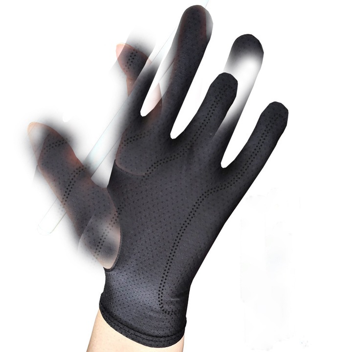 Manusa tableta grafica, cu doua degete, Anti-fouling, prevenind contactul accidental, Universal stangaci si dreptaci, Tesatura cu uscare rapida si respirabila，Pentru tablete, tablete grafice, telefoane mobile, marimea S, Negru