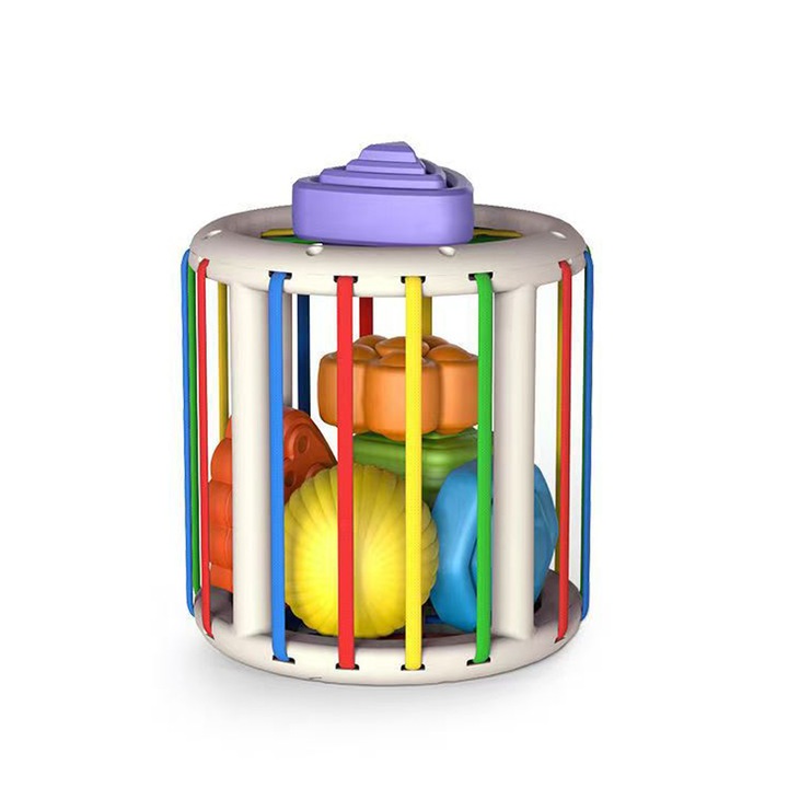 Yulinland® Cub sortator pentru copii, 6 bile moi, inodore, Material non toxic, plastic, multicolore