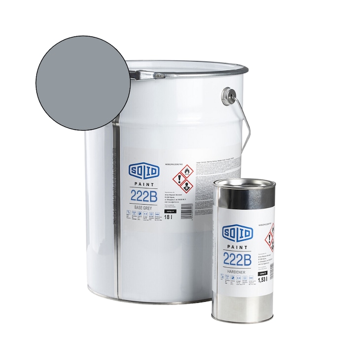 Vopsea marina pentru beton, 225B, Vopsea epoxidica de grund/suprafata, bicomponenta, cu uscare rapida, rezistenta la apa, rezistenta la inflamabilitate, rezistenta la temperatura, 19.53 l, Gri 19.53 l