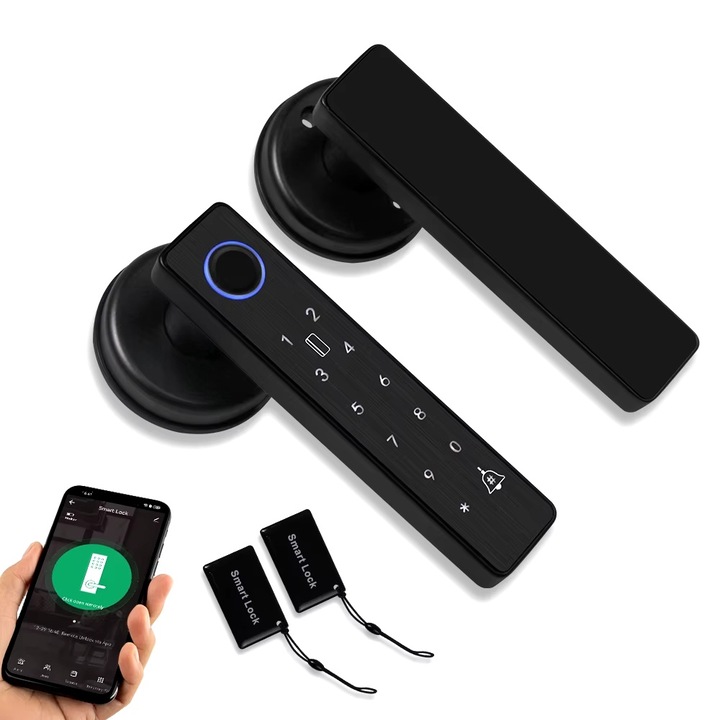 Aplicatia WiFi Tuya, incuietoare inteligenta biometrica cu amprenta digitala, card RFID cu parola IC, deblocare fara cheie de la distanta, incuietori electronice cu suruburi