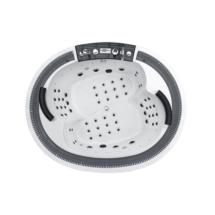 Cada cu hidromasaj SPA-099, alb, 2100 x 1700 x 680 mm, acril sanitar Aristech, fatada pin nelacuit